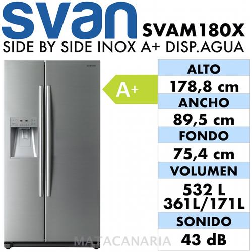 Svan Svam180Xd Side By Side Inox A+ Disp.Agua