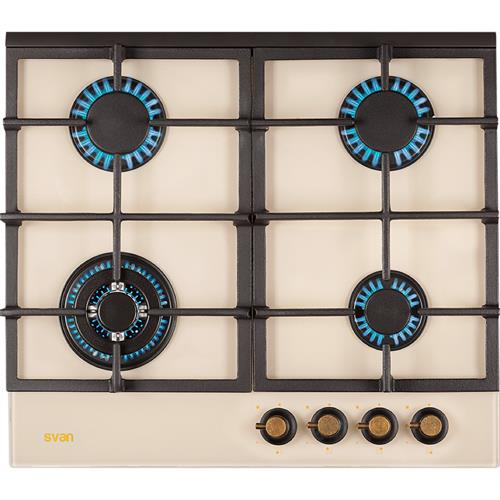 Svan Svec4Rc Encimera Cristal Gas 4F Rústica Crema