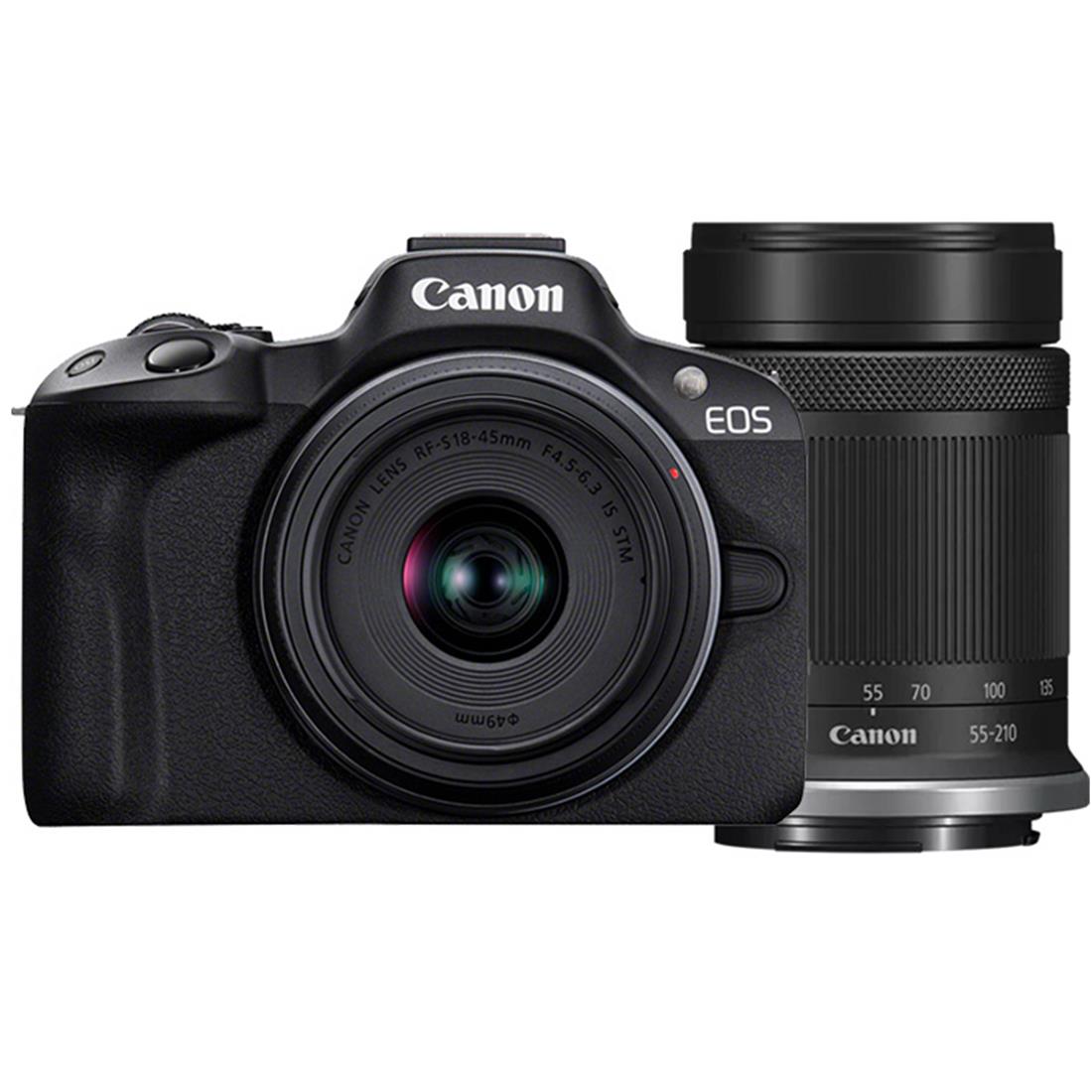 Cámara Canon Mirrorless EOS R50 con lente de 18-45 mm