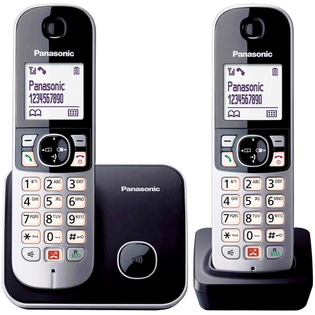 Panasonic KX-TG6852SPB Teléfono Dúo Negro/Plata