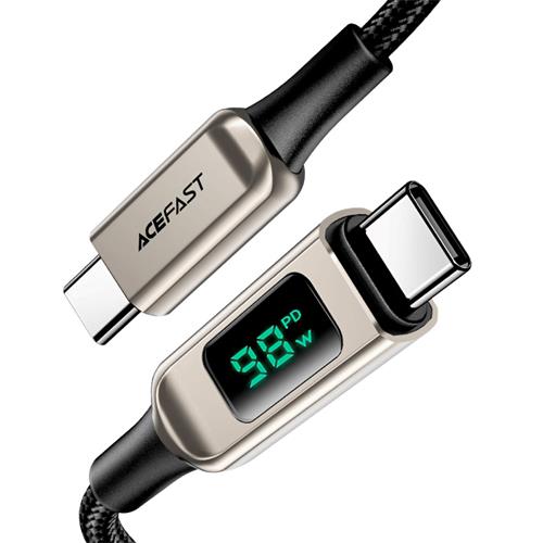 Acefast C6-03 Cable USB-C a USB-C 100W con LCD 2 Metros Plata