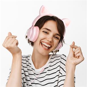 Hoco W36 Auricular con Micro Cat Ear Rosa 2