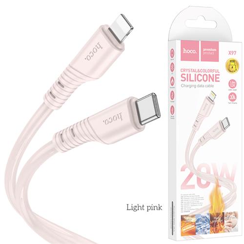 Cable USB-C a Lightning 1 m 20W Hoco X97 Crystal  Silicona Rosa