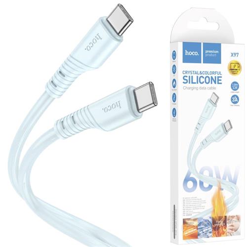 Cable USB-C a USB-C 1 metro 60W Hoco X97 Crystal Silicona Azul