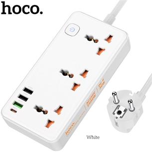Hoco AC8A Regleta Multipaís con salidas USB 30W Blanco 2