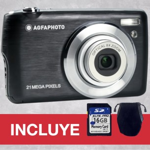 AgfaPhoto DC8200BK Cámara Digital 18MP 8x Zoom + SD16GB+ Bag Negra