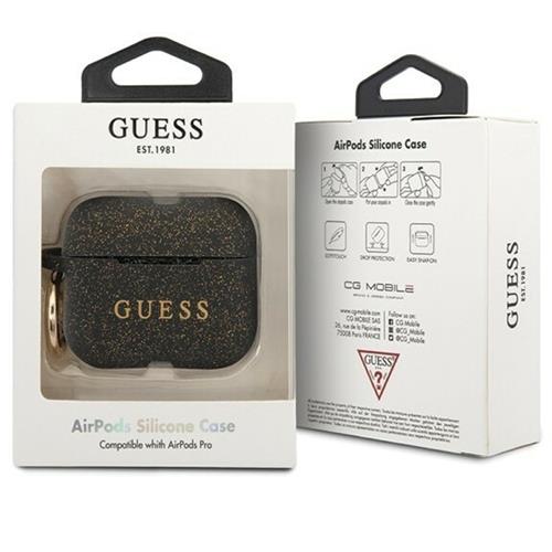 Guess GUACAPSILGLBK Airpods Pro Cover Negro Silicona