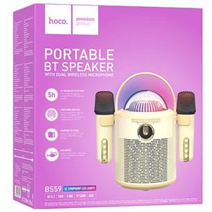 Hoco BS59 Altavoz Bluetooth Karaoke con 2 Micros Beige 2