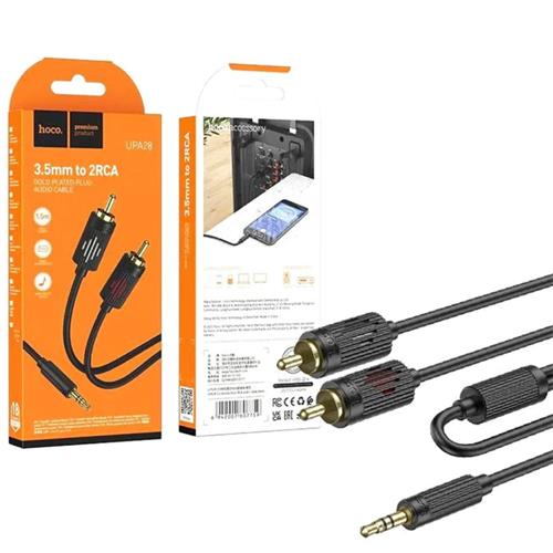 Cable de Audio Jack 3.5mm a Doble RCA 1.5 Metros Hoco UPA28 Negro