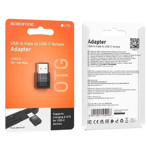 Borofone BV18 Adaptador OTG de USB-A a USB-C de 2.0