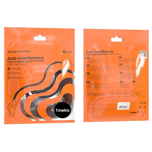 Borofone BUS01 Cable Ethernet Gigabit Cat. 6 1 metro Negro