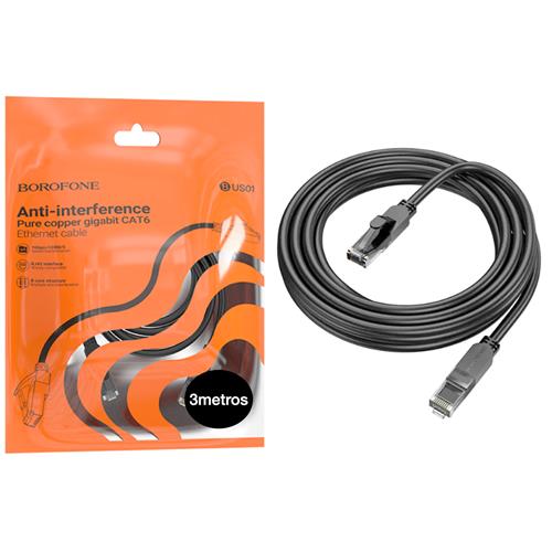 Borofone BUS01 Cable Ethernet Gigabit Cat. 6 3 metros Negro