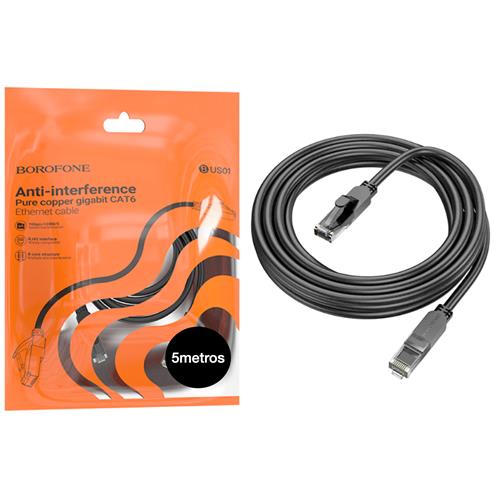Borofone BUS01 Cable Ethernet Gigabit Cat. 6 5 metros Negro