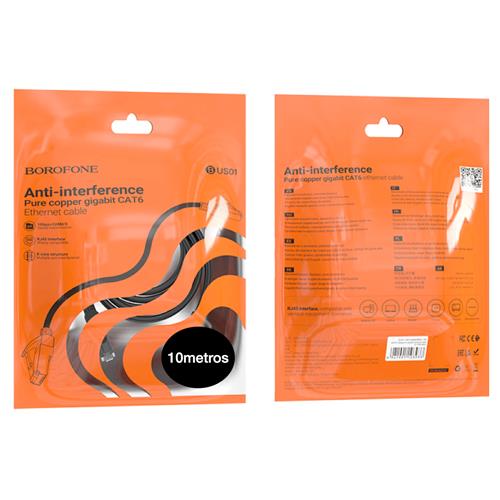 Borofone BUS01 Category 6 Gigabit Network Cable Negro 10M