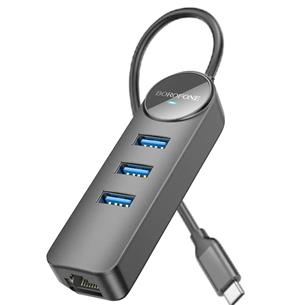 Borofone DH6 Hub USB-C con 3 puertos USB 3.0 y RJ45 1000/100 2