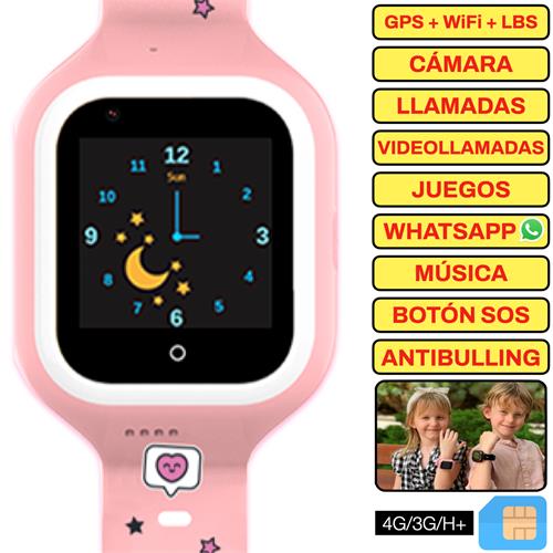 SaveFamily Reloj Iconic 4G Plus Kids Wonderful  Rosa - Reloj con Localizador