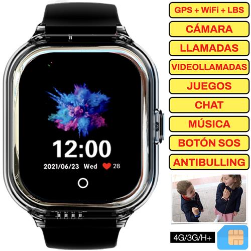 SaveFamily Reloj Enjoy Smartwatch para niños con 4G y GPS Negro - Reloj con Localizador
