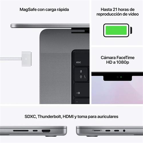 Apple MacBook Pro 16" M1 Max Chip 32GB 1TB SSD Gris (MK1A3Y/A)