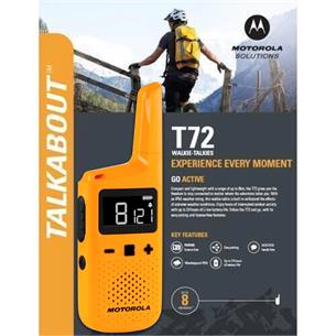 Motorola T72 Walkie Talkie IP54 con alcance de 8KM Orange con Cargador 2