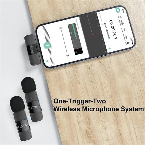 BOYA BY-V20 Pack 2 Micrófonos Lavalier Inalámbricos con USB-C