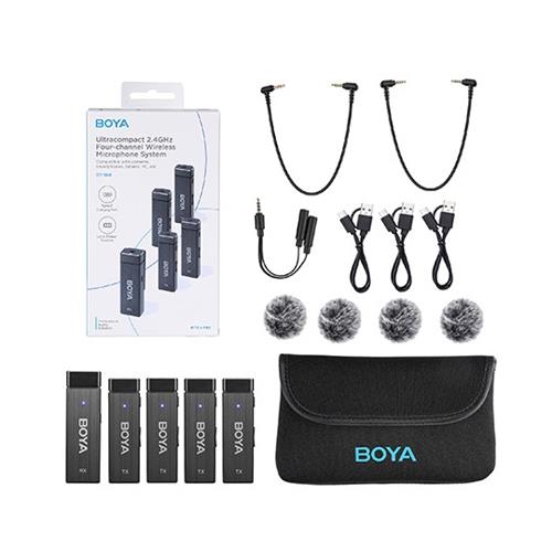 BOYA BY-W4 Pack 4 Micrófonos Inalámbricos 2.4Ghz