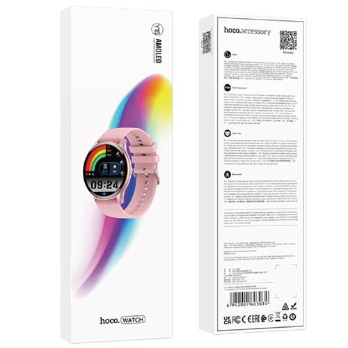 Hoco Y15 Smartwatch Bluetooth con Llamadas y Pantalla Amoled de 1.43" - Pink Gold