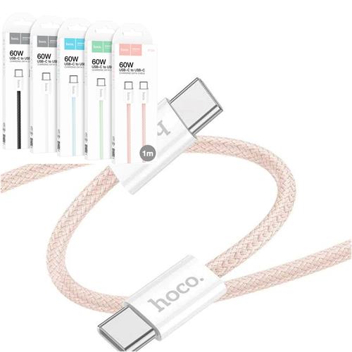 Cable USB-C a USB-C 1 Metros 60W Hoco X104 Trenzado Reforzado Rosa