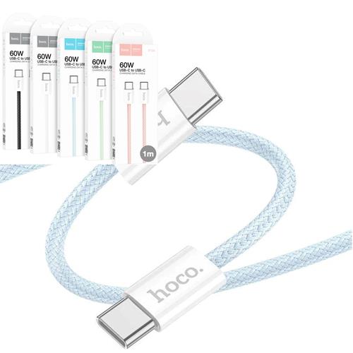 Cable USB-C a USB-C 1 Metros 60W Hoco X104 Trenzado Reforzado Azul
