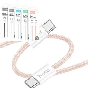 Cable USB-C a USB-C 2 Metros 60W Hoco X104 Trenzado Reforzado Rosa 2