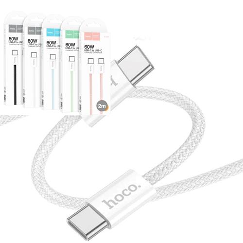 Cable USB-C a USB-C 2 Metros 60W Hoco X104 Trenzado Reforzado Blanco