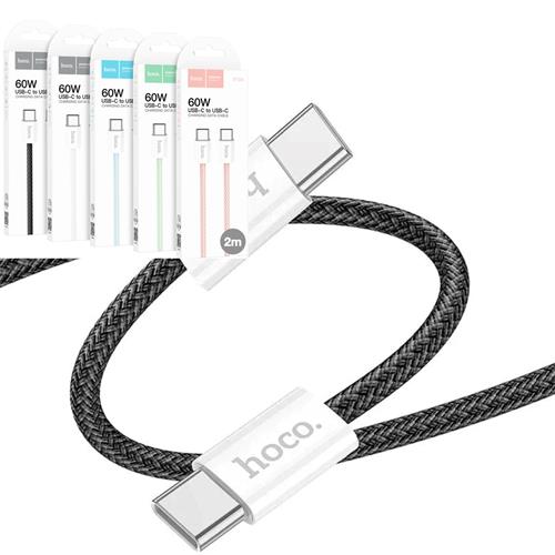 Cable USB-C a USB-C 2 Metros 60W Hoco X104 Trenzado Reforzado Negro