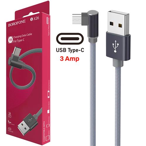 Cable USB a USB-C 1 m 3 Amp Conexión 90º  Borofone BX26 Gris Metal
