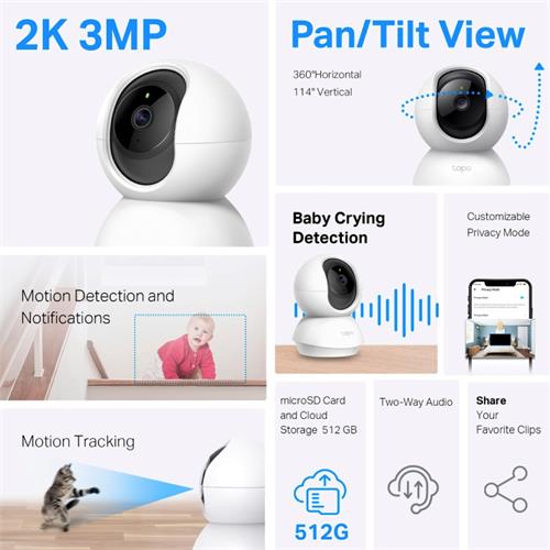 Tp-Link Cámara Wi-Fi Vigilancia 2K 360º  (Tapo TC71)