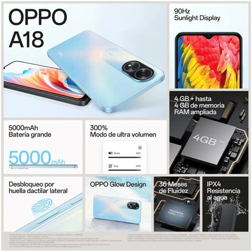 Oppo A18 6,56" HD+ 4GB 128GB 8MP/5MP Glowing Black