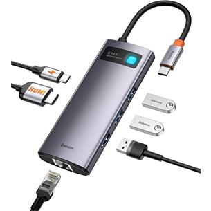 Adaptador USB-C 6-1 Baseus CAHUB-CW0G  3x USB 3.0 + HDMI + PD +  RJ45 2