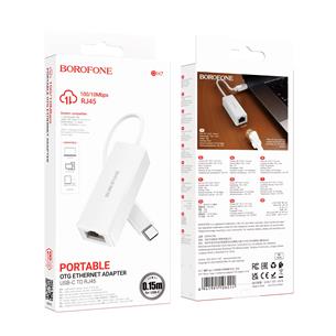 Borofone DH7 Adaptador USB-C a RJ45 Ethernet 100 Mbps Blanco 2