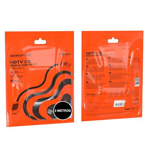 Borofone BUS02 Cable HDMI 2.0 4K 3 metros Negro