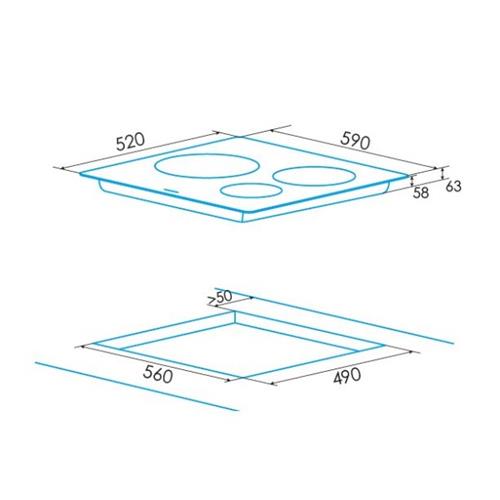 Edesa EIT-6328 R/A Vitrocerámica Inducción 3 Zonas Cocción Ancho 60Cm