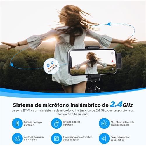 BOYA BY-V1 Micrófono Lavalier 2.4GHz Conexión Lightning