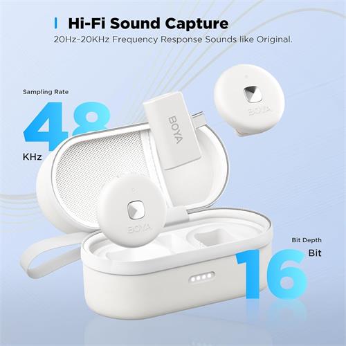 BOYA Omic-U Micrófono Inalámbrico Compacto 2.4GHz Tipo-C Blanco