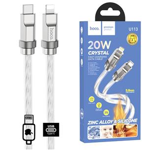 Cable USB-C a Lightning 1 metro 20W Hoco U113 Metálico Reforzado Plata 2