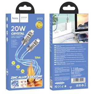 Cable USB-C a Lightning 1 metro 20W Hoco U113 Metálico Reforzado Azul 2