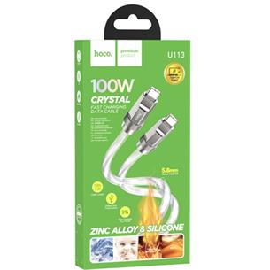 Cable USB-C a USB-C 1 metro 100W Hoco U113 Metálico Reforzado Plata 2