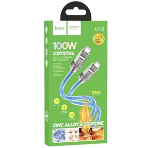 Cable USB-C a USB-C 1 metro 100W Hoco U113 Metálico Reforzado Azul 2