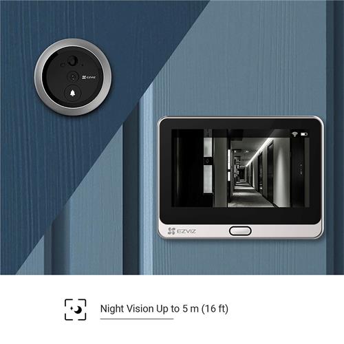 Ezviz DP2C Mirilla Inteligente Pantalla 4,3" Wifi y Detector de Presencia  Plateada