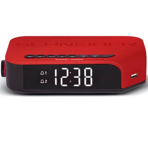 Schneider Sc310Acl Viva Radio Reloj Con Usb Red