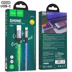 Cable USB-A a USB-C 1 metro 20W Hoco U112 Colores Luminoso 2