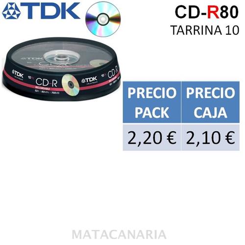 Tdk Cd-R80 Cba10 (Tarrina 10 Cd)52X80Minutos