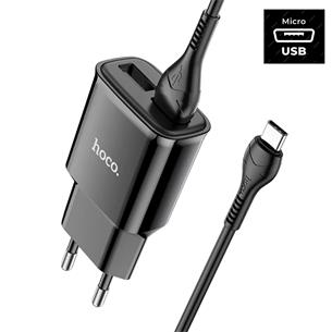 Hoco C88A Cargador Star Round Dual Port + Cable Micro USB Black 2