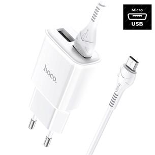 Hoco C88A Cargador Star Round Dual Port + Cable Micro White 2